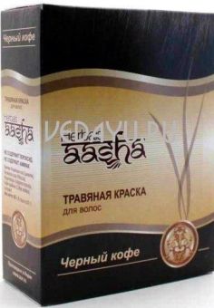 натуральная краска для волос чёрный кофе. 6 саше по 10 г. aasha индия
