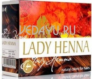 натуральная краска для волос тёмно - коричневый на основе хны lady henna. 6 х 10 г. индия