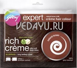 крем-краска для волос натуральный коричневый годредж. godrej expert rich creme natural brown. 40 г. индия