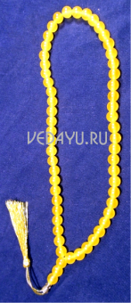 четки из желтого нефрита 54+3 бусины 8 мм