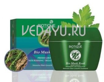 маска для волос биотик био корень мускуса. biotique bio musk root. fresh growth nourishing treatment pack. 230 г. индия