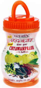 patanjali chyawanprash with saffron. чаванпраш патанджали с шафраном. повышение иммунитета, общеукрепляющее, восстановление после больших нагрузок и тяжелых состояний. 500 г индия