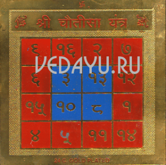чаутиса янтра - магический квадрат удачи. chautisa yantra. to get good luck. пластина медного сплава 8х8 см. индия